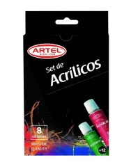 Set Acrilicos 8 Colores 12ml Artel
