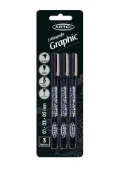 Set Tiralineas Grafic 0.1 - 0.3 - 0.5 Negro Artel