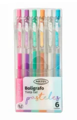 Set 6 Boligrafos Gel Pastel Artel