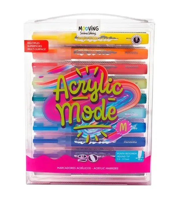 Set Acrilicos 20 Colores Mooving1