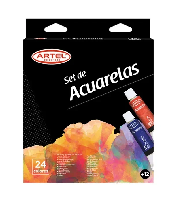 Set Acuarela 24 Colores 12ml Artel1