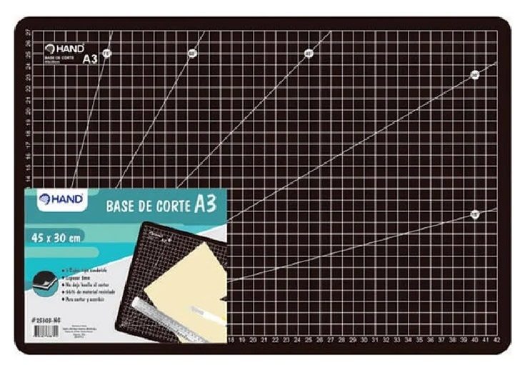 Base Corte Negra 45x30cm Cuadriculada A3 Hand1
