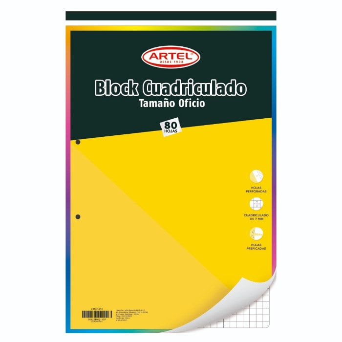 Block Cuadriculado 7mm Oficio Artel1