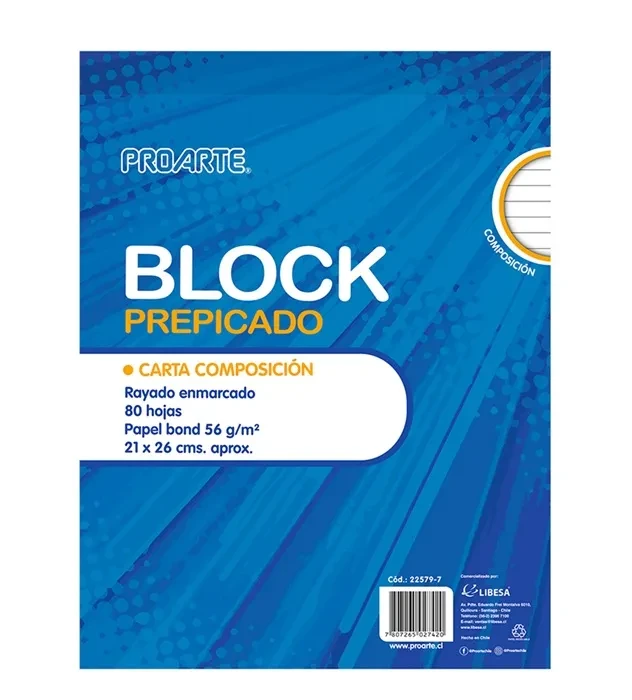Block Prepicado Carta Composición 80hj Proarte1