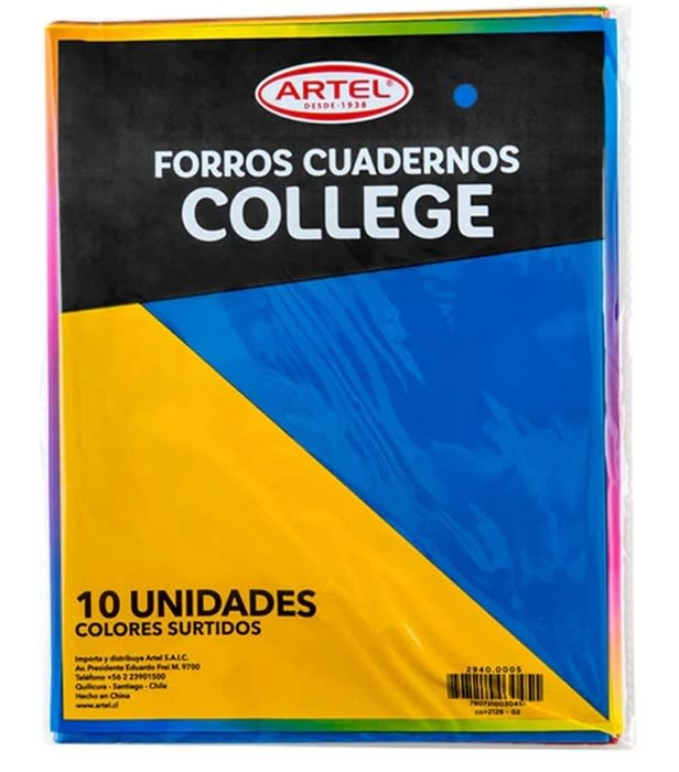 Bolsa 10 Forros Cuad College Colores1