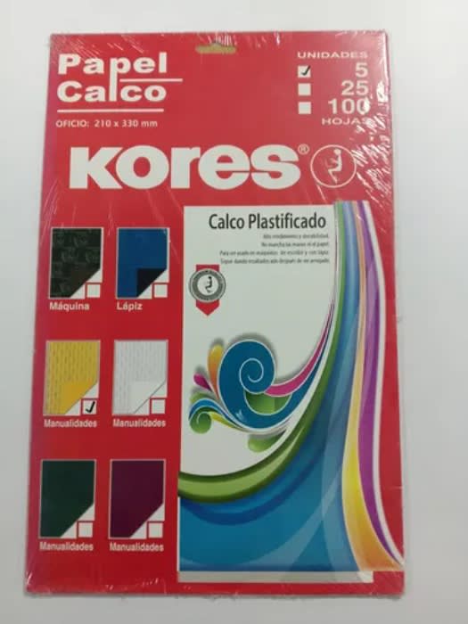 Calco Colores Tamaño 21x33 (Por Unidad) Kores1