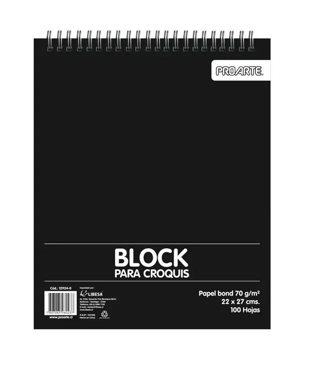 Croquera 22x27 Carta 100H 12924-0 Proarte Papel bond 70gr1