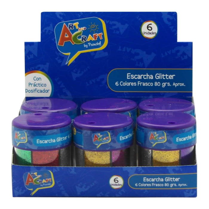Escarcha Glitter 6 colores 80grs. Art and Craft1