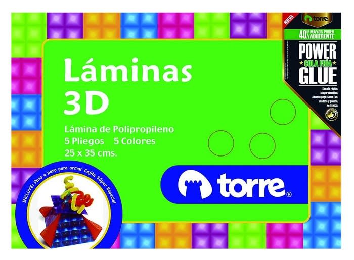 Estuche Laminas 3D 5Laminas 5colores 25x35cm Imagia Torre1