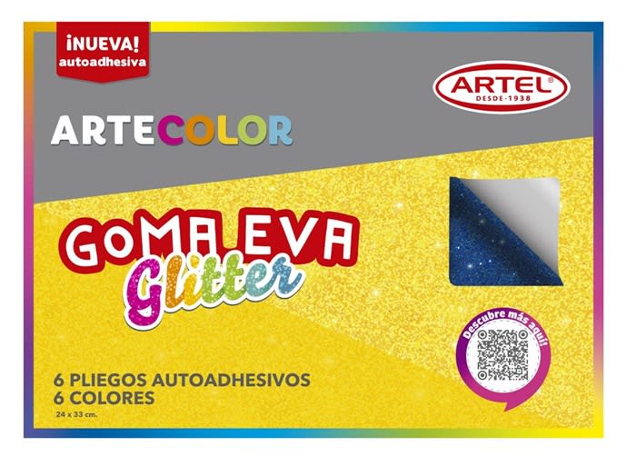 Artecolor Goma Eva glitter C/adhesivo4
