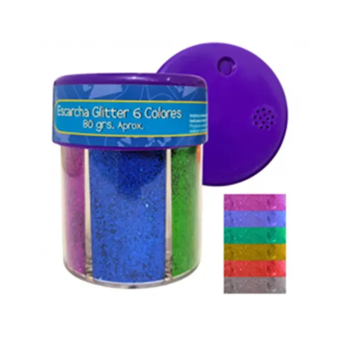 Escarcha Glitter 6 colores 80grs. Art and Craft1