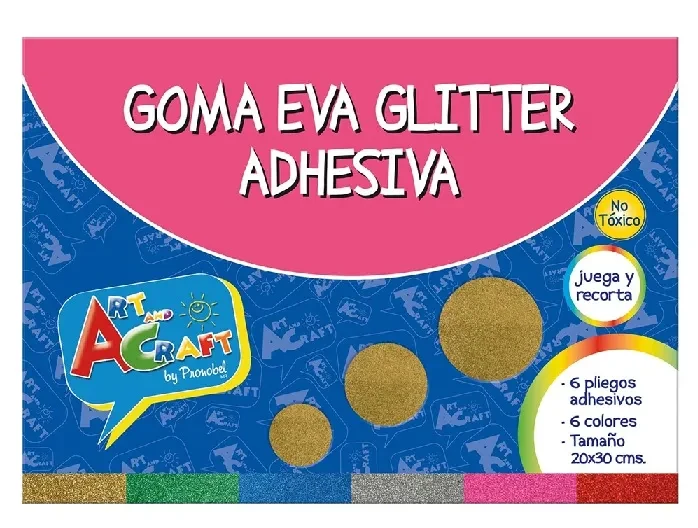Bolsa Goma Eva Glitter Adhesiva 6 Colores Art & Craft1