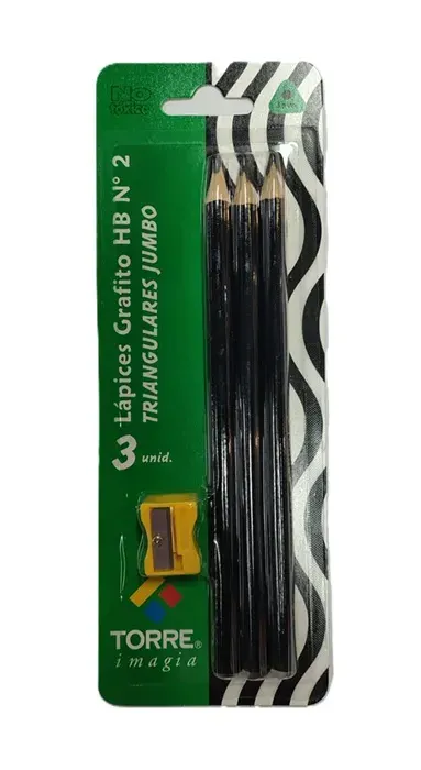 Lapiz Grafito Jumbo HB N°2 x 3un + Sacapunta Torre1