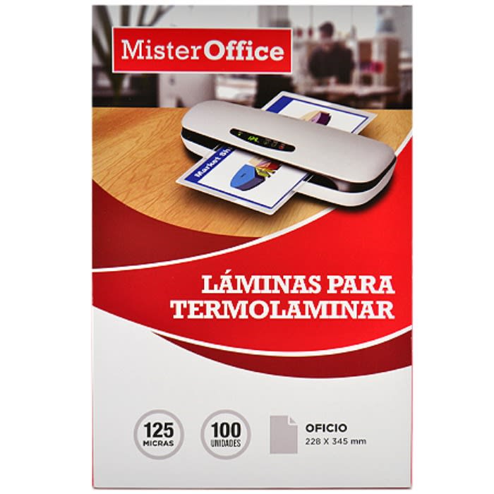 Lamina Termolaminar 125mic Oficio x100 un Mister Office 73621