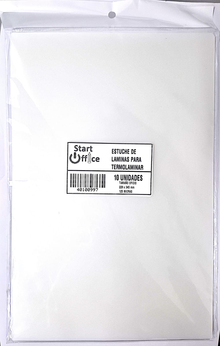 Lamina Termolaminar Oficio x10U 125mic Start office1