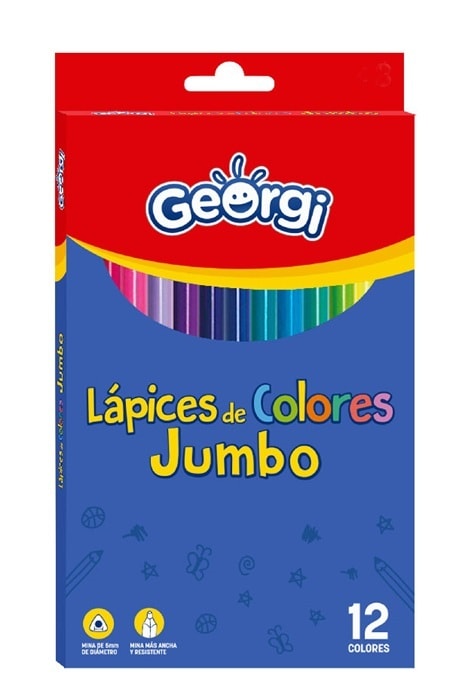 Est. 12 Lápices Colores Largos Jumbo Georgi2
