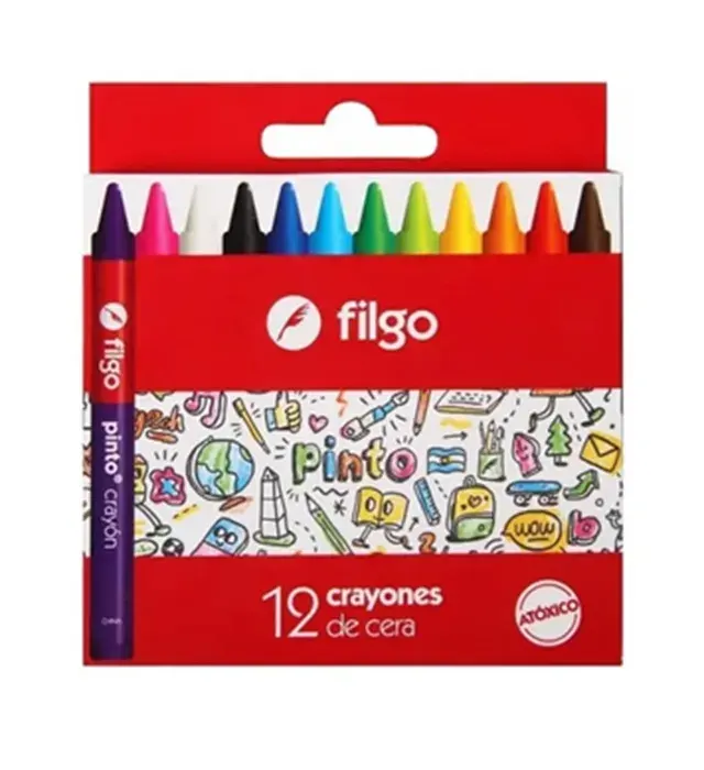 Crayones Cera 12u Colores Billantes Filgo1