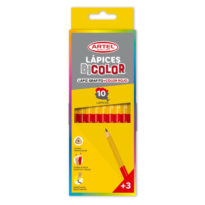 Lapiz Bicolor Grafito+Rojo x 10 Artel 206350701