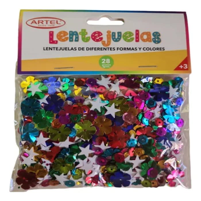 Lentejuelas Diferentes Formas y Colores 28grs Artel1