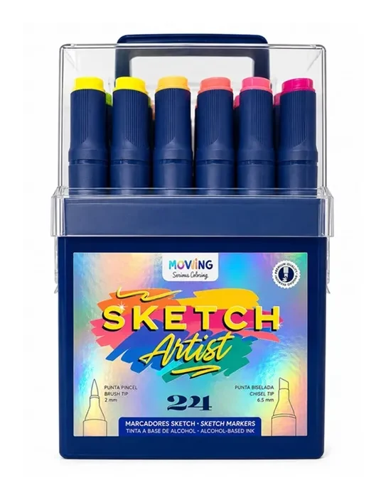 Marcador Artistico Sketch Premium D/Punta 24col Mooving1