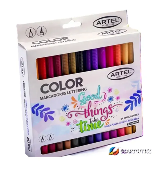 Marcador Lettering 24 col Doble Punta Artel 200100301