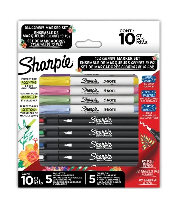 Set Marcadores 5 Acrilicos + 5 Marcador Notes Sharpie1