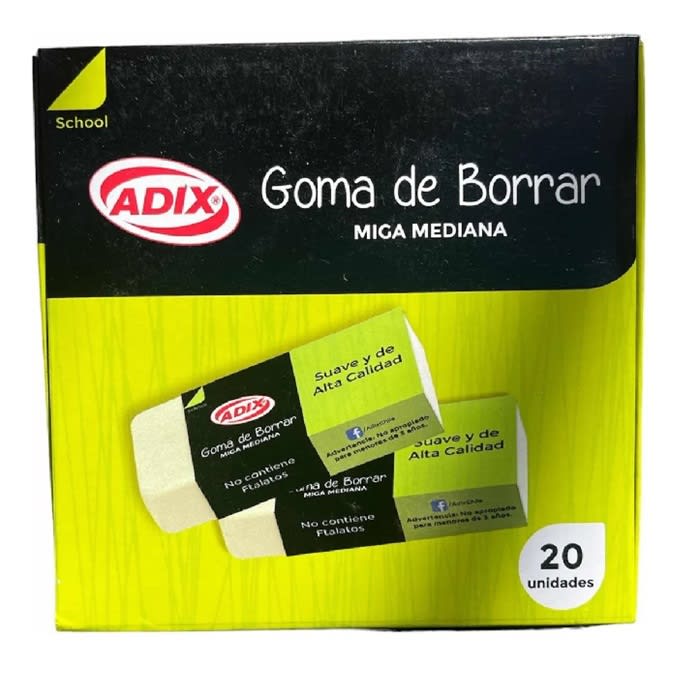 Pack 20 Goma Borrar Grande Adix1