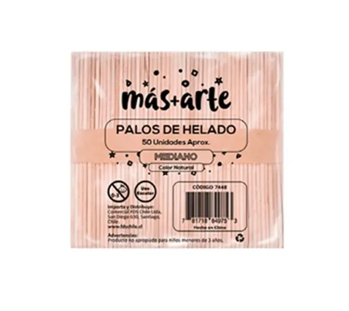 Palos Helado 50u Color Natural MasArte1
