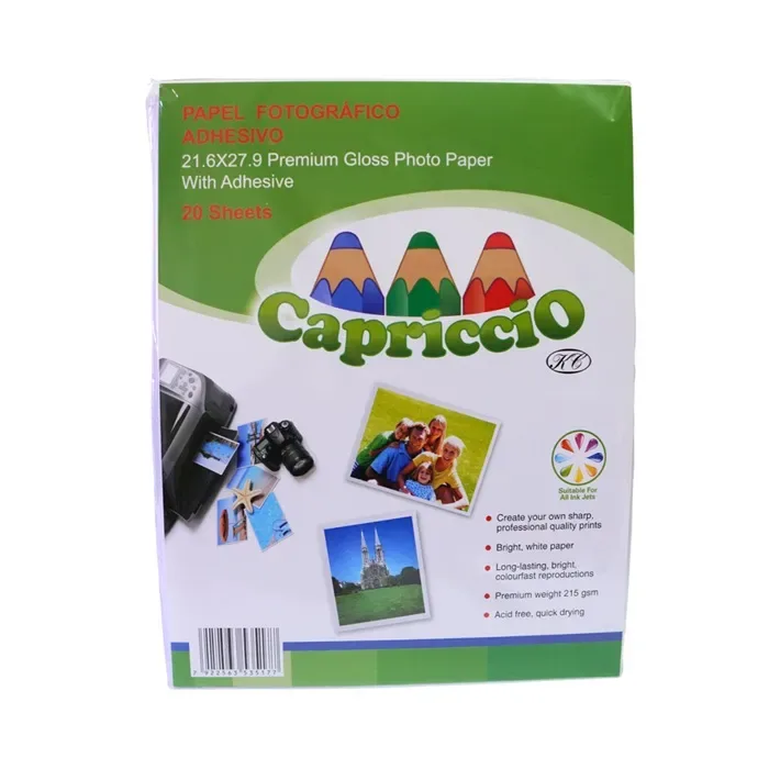 Papel Fotografico Adhesivo 20un 21,6x27,9cm Capriccio1