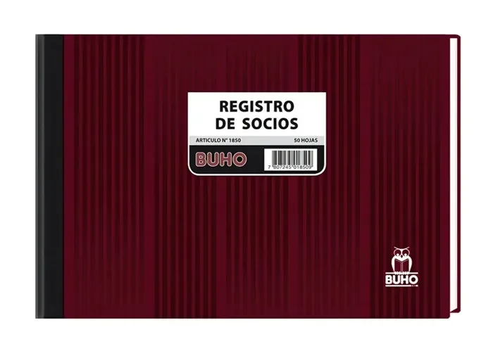 Libro Registro de Socios 50h Art.1850 Buho1