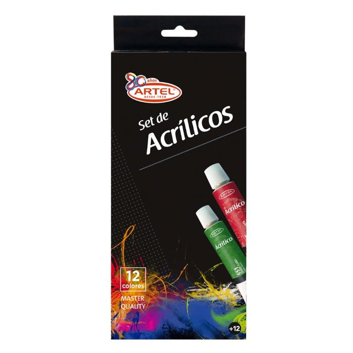 Set Acrilicos 12 Colores 12ml Artel1