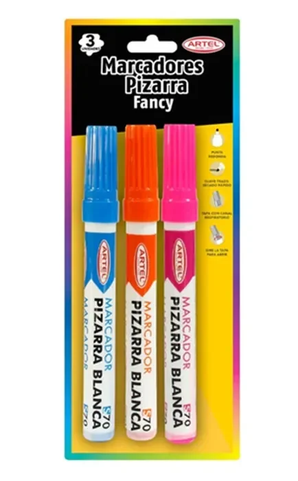 Bl 3 Plumones Pizarra D/Colores Artel1