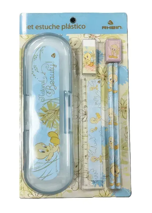 Set 6 piezas Estuche Plastico Tweety Rhein1