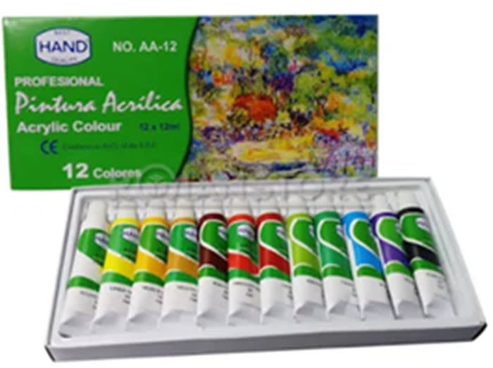 Set Acrilicos 12 Colores AA-12 12ml Hand1