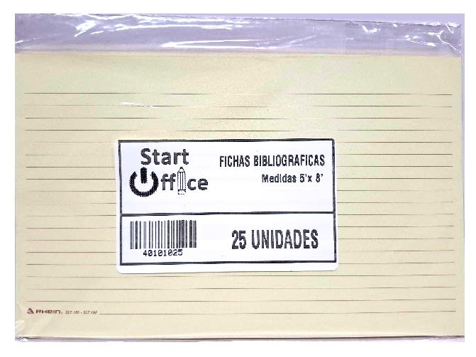 Set Fichas Bibliograficas 25u 5 x 8 Start Office1