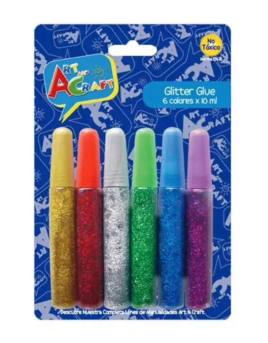 Set Glitter Glue 6 colores 10ml Art & Craft1