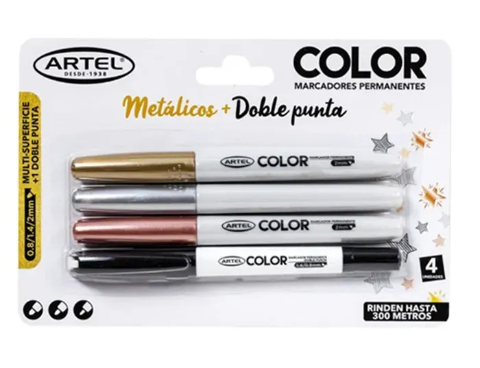 Set Marcador Perm 3 Metalicos + 1 D/Punta Artel1