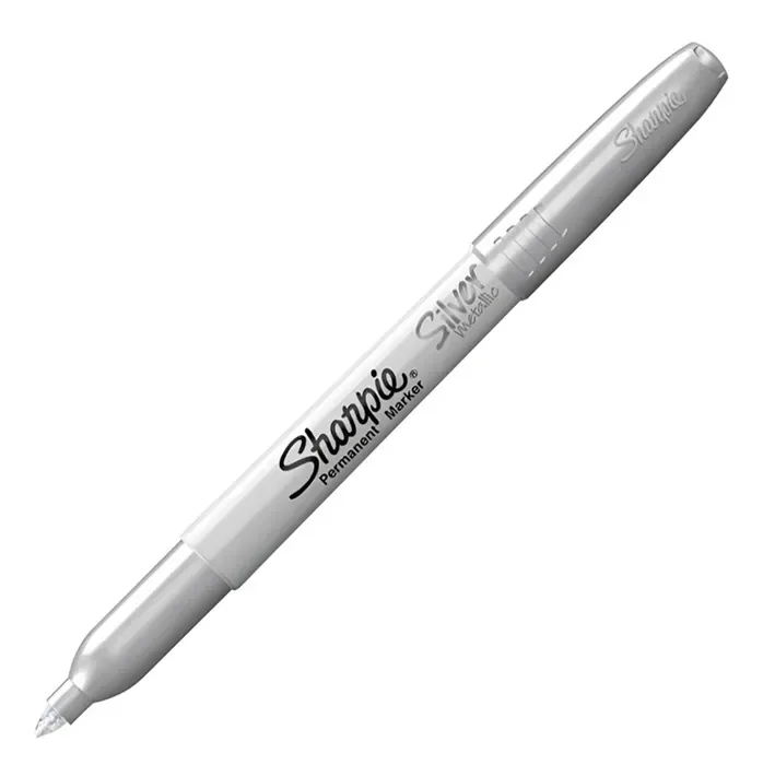 Marcador Permanente Punta Fina Metalico Plateado Sharpie1
