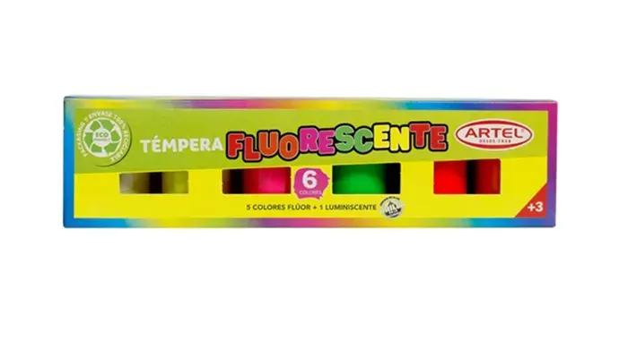 Tempera Fluor 15ml 6 colores Artel1