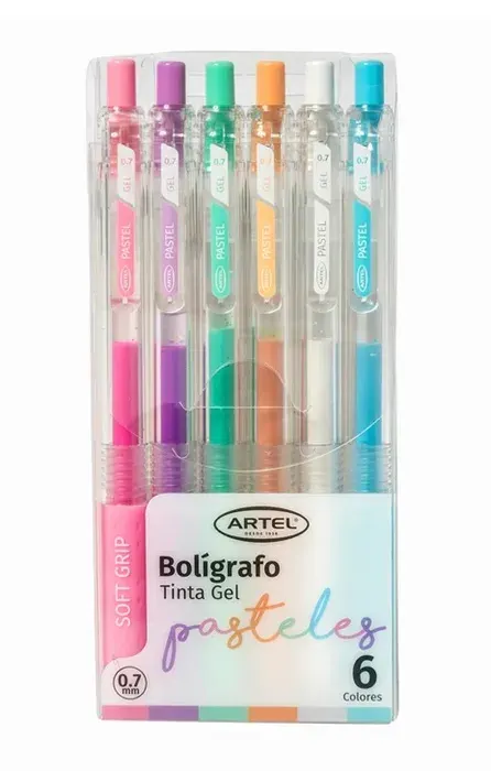Set 6 Boligrafos Gel Pastel Artel1