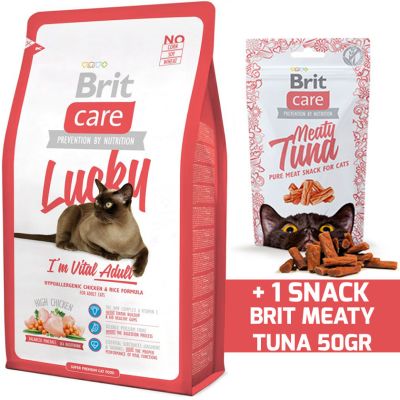 Brit Care Cat Lucky 2KG + 1 Brit Care Cat Snack Meaty Tuna 50gr Brit Care Cat Lucky 2KG + 1 Brit Care Cat Snack Meaty Tuna 50gr