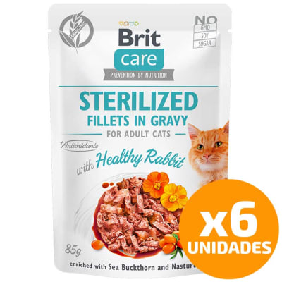 Brit Care Cat Pouch Sterilized Rabbit 85gr Pack 6 Unidades Brit Care Cat Pouch Sterilized Rabbit 85gr Pack 6 Unidades