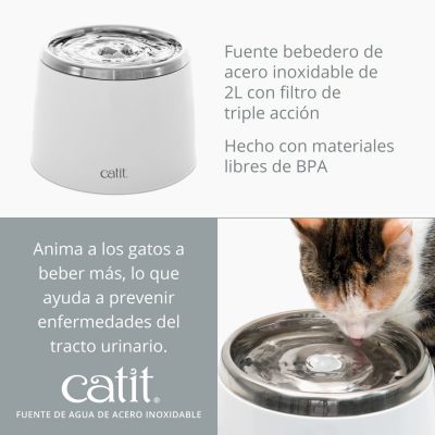 Cat it Fuente Bebedera de Acero Inoxidable 2Ltrs Cat it Fuente Bebedera de Acero Inoxidable 2Ltrs