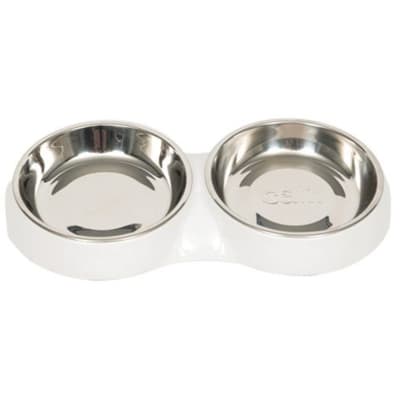 Cat it Plato Doble Acero Inoxidable con Borde Bajo Color Blanco Cat it Plato Doble Acero Inoxidable con Borde Bajo Color Blanco