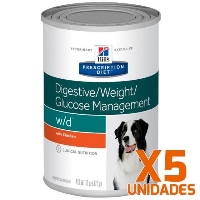 Hills w/d Canino Cuidado Digestivo, Diabetes, Manejo de Peso Lata 370gr Pack 5 unidades Hills w/d Canino Cuidado Digestivo, Diabetes, Manejo de Peso Lata 370gr Pack 5 unidades