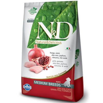 Natural and Delicious Grain Free Canine Pollo y Granada Puppy Medium 10.1kg Natural and Delicious Grain Free Canine Pollo y Granada Puppy Medium 10.1kg