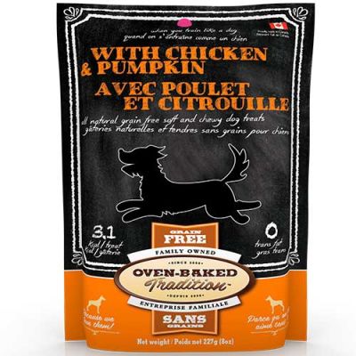Oven Baked Dog Grain Free Chicken Pumpkin Treats 227gr Oven Baked Dog Grain Free Chicken Pumpkin Treats 227gr