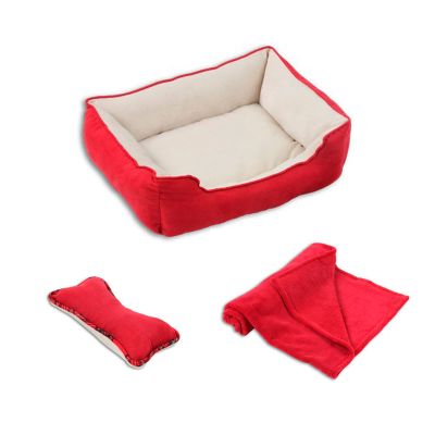 Pawise Cama + Manta + Cojín Rojo Pawise Cama + Manta + Cojín Rojo
