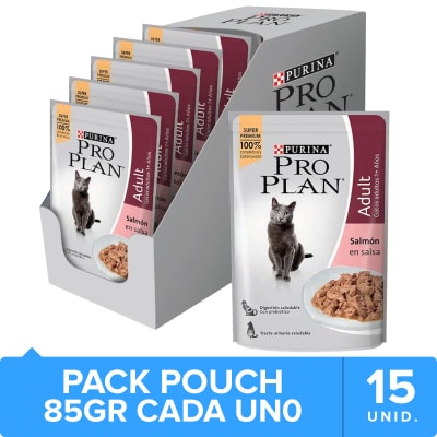 Purina Pro Plan Pouch Adult Cat Salmon en Salsa 85gr Pack 15 unidades Purina Pro Plan Pouch Adult Cat Salmon en Salsa 85gr Pack 15 unidades