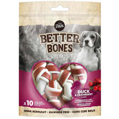 Zeus Better Bones Huesitos Pato y Arándanos 10 unidades 219gr Zeus Better Bones Huesitos Pato y Arándanos 10 unidades 219gr